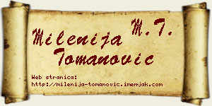 Milenija Tomanović vizit kartica